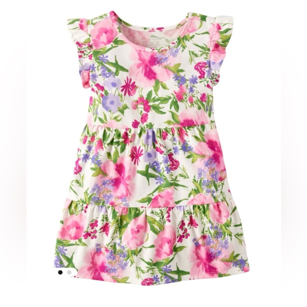 Girls Floral Tiered Everyday Dress short sleeve ruffle dress size 18-24 months